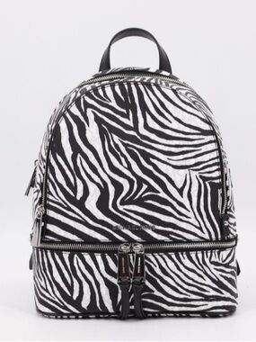 NWT Michael Kors Rhea Zip Medium Zebra Backpack